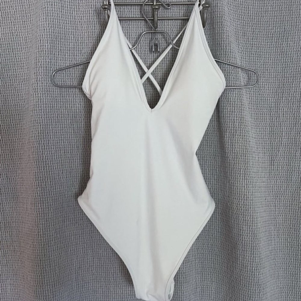 Aerie Piping Strappy White One Piece Swimsuit